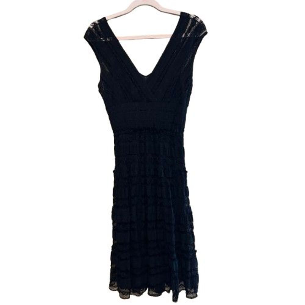 VTG Max Studio Black Lace Crochet Tiered Dress Small Lined Fariy Whimsygoth Y2K